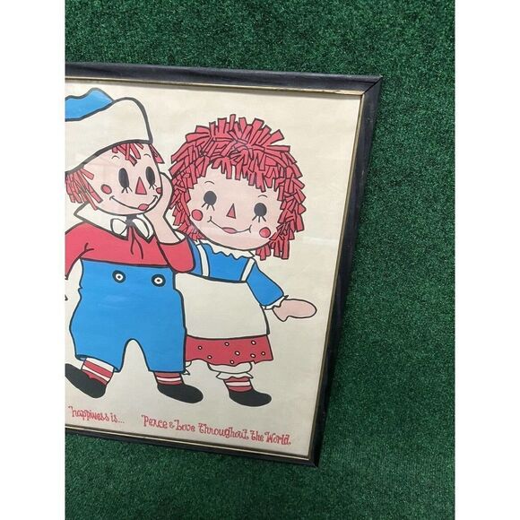 Vintage Raggedy Ann & Andy Vintage Print 21x17” - “Happiness Is Peace & Love...” - Picture 3 of 7